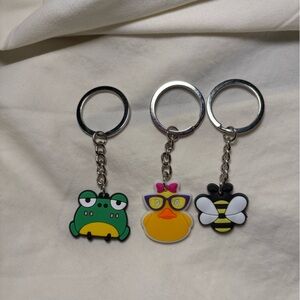🐸 Small Frog, Duck and Bee Keychain Bundle